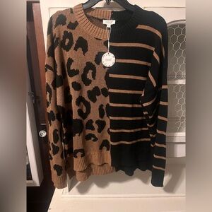 ODDY Black and Brown Patterned Sweater